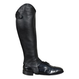 euro fizz Half Chap Gaiter Extra Grip Non Slip Full Grain Cow Takey Leather.Accurate Size Chart in Images.Accurate Size Chart in Images. (Black, Small)