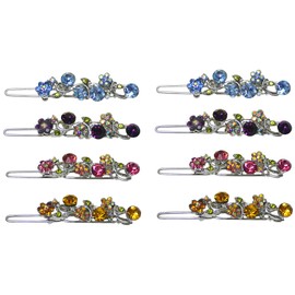 Set of 8 JCGY Snap Clip Barrettes Sparkly Crystals Thin Hair Barrettes NM86350-15-8