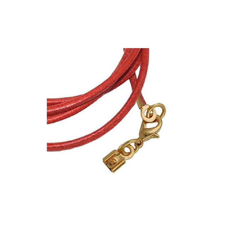 Unbespielt Leather Cord Necklace Red Lobster Clasp Gold-Coloured 1 m