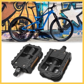 BULLSPANN Black Aluminum Alloy Mountain Bike Bicycle Non-Slip Folding Platform Pedal Pair