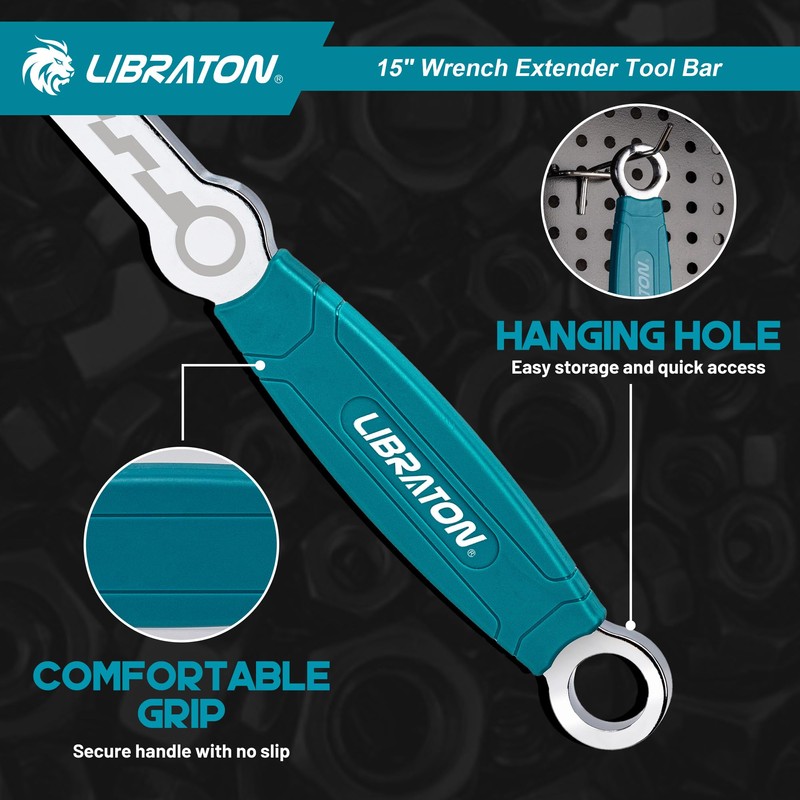 LIBRATON 15" Wrench Extender Tool Bar, Heavy Duty Universal Wrench