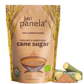 Just Panela Unrefined Cane Sugar - 1 Pound Pack - Sweeten Your Coffee with Natural Organic Cane Sugar - Unprocessed and Handcrafted Cane Sugar with Intact Natural Minerals - Jaggery Powder Flavor - Specification: 1lb