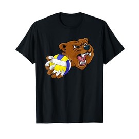 Bear Volleyball Volley Ball Claw Grizzly Cartoon Character T-Shirt