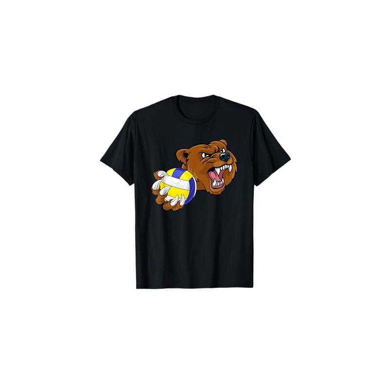 Bear Volleyball Volley Ball Claw Grizzly Cartoon Character T-Shirt