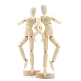 October1st Drawing Doll Model Doll Wooden Doll Pose Mannequin Hand Model Figure Joint Art Interior Accessory Stand Drawing Practice Movable (Set of 2)