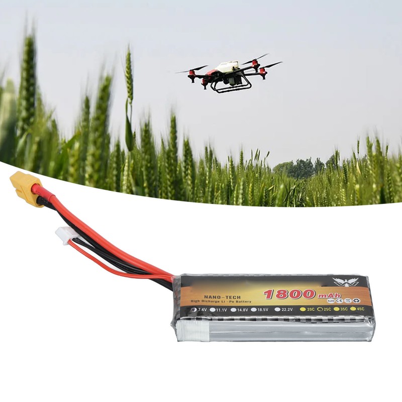 7.4V 1800mAh 3s 25C Battery With XT60 Plug Lightweight Lithium
