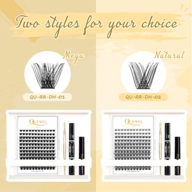 QUEWEL 144 Piece DIY Eyelash Extensions Set, Eyelash Cluster with Cluster Eyelashes, Individual Applicator Tool, Super Hold Eyelash Glue and Sealing (FD-H-D-TH-02)