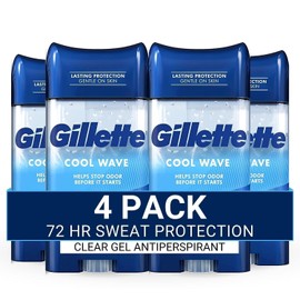 Gillette Gillette Antiperspirant and Deodorant for Men, 72hr Sweat & Odor Protection, Long Lasting Freshness, Anti-White Mark Technology, Clear Gel, Cool Wave Scent, 3.8 oz (Pack of 4)