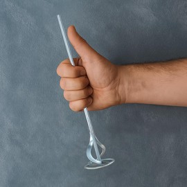 Kleiner Farbmischer für Bohrmaschinen, 60 x 320 mm, Sechskant-Schaft Ø 6 mm, Rührstab aus Stahl zum Mischen von Farbe, Lack, Putz, Mörtel und anderen Flüssigkeiten