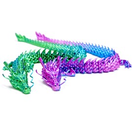 2PCS 17.7inch 3D Printed dragon Model,Flexible Executive Desk Animals Toy Statue,chinese drgon,Movable Joints,Home Office Decor,Interesting Toys for Autism/ADHD,Festival Gifts toco,Fidget Toys (RB+GB)