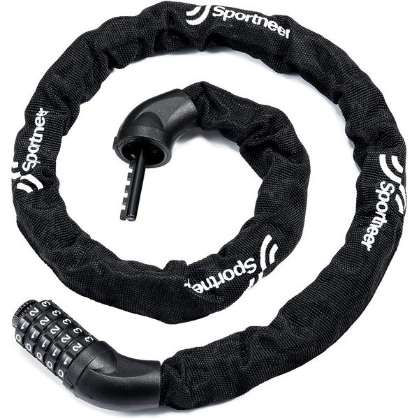 Sportneer Bicycle/Motorcycle Steel Chain Lock, Dial Lock, 0.2 inch (6