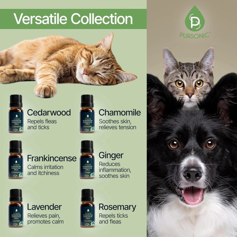 PURSONIC Pet Friendly Aromatherapy Essential Oils Collection, 6-Count