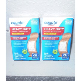 Equate Two Packs Of 20 Each Heavy Duty Fabric Antibacterial Bandages