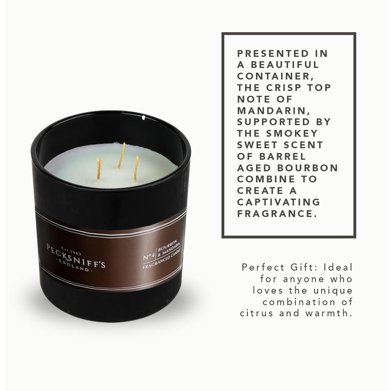 Pecksniff's Bourbon and Mandarin Candle | 3 Wicks, 515g /18.16oz