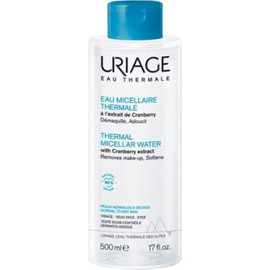 Uriage Agua Micelar termal para piel normal a seca 500ml – desmaquilla, suaviza e hidrata – con extracto de arándanos, agua termal y patente LN MODUL