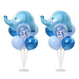 BoKin Cutie Blue Elephant Balloons 2 Sets on the Table,2 Blue Elephant Foil Balloons and 14 Blue Latex Balloons For Baby Shower Decorations,Animal Theme Party Decorations