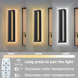 Picico 12in Modern LED Outdoor Wall Lights, Dimmable Black Exterior Wall Sconce Lighting Fixtures, Rectangular Mini Outdoor Garage Lights, 360° Beam Angle,Vertical Outdoor Lights for House Porch