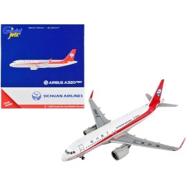 DCD Airbus A320neo Commercial Aircraft 1/400 Diecast Model Airplane White with Red Stripes Tail for Collection Sichuan Airlines