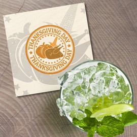 Unbranded Thanksgiving Day 4'' X 4'' Square Wooden Coaster