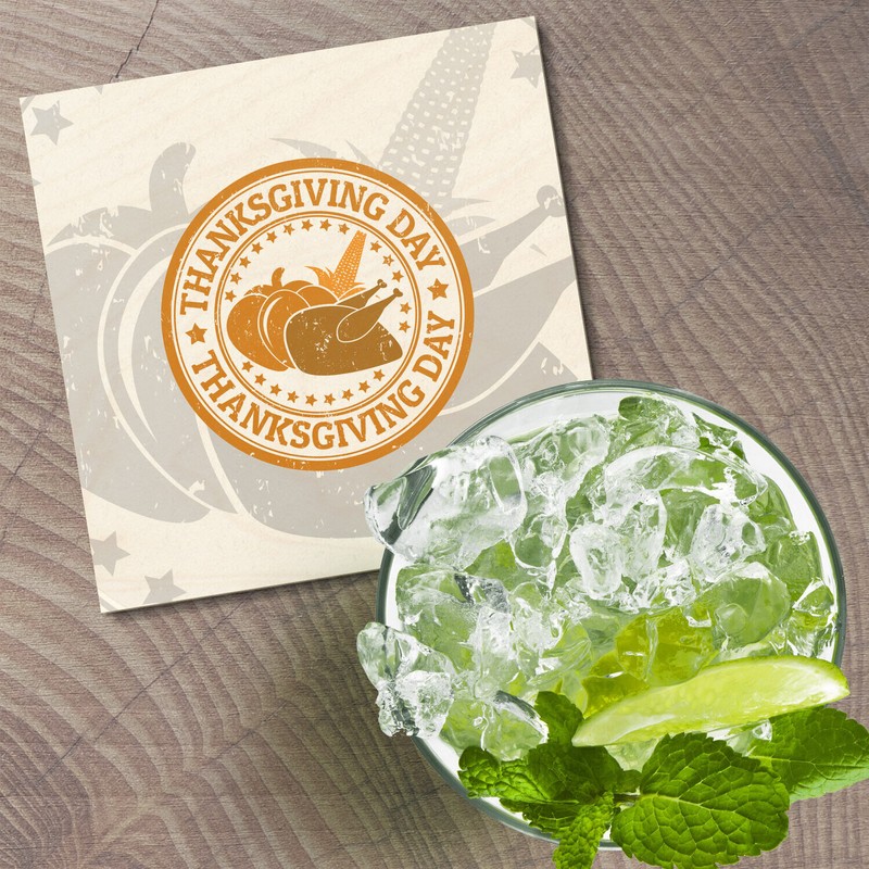 Unbranded Thanksgiving Day 4'' X 4'' Square Wooden Coaster