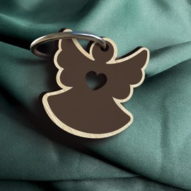 Schutzengel Geschenk - Schutzengel fliegend Schlüsselanhänger handgemacht aus Holz, Glücksbringer, Niedlicher Engel, Geschenk Glücksbringer Auto Führerschein, Talisman für Autofahrer