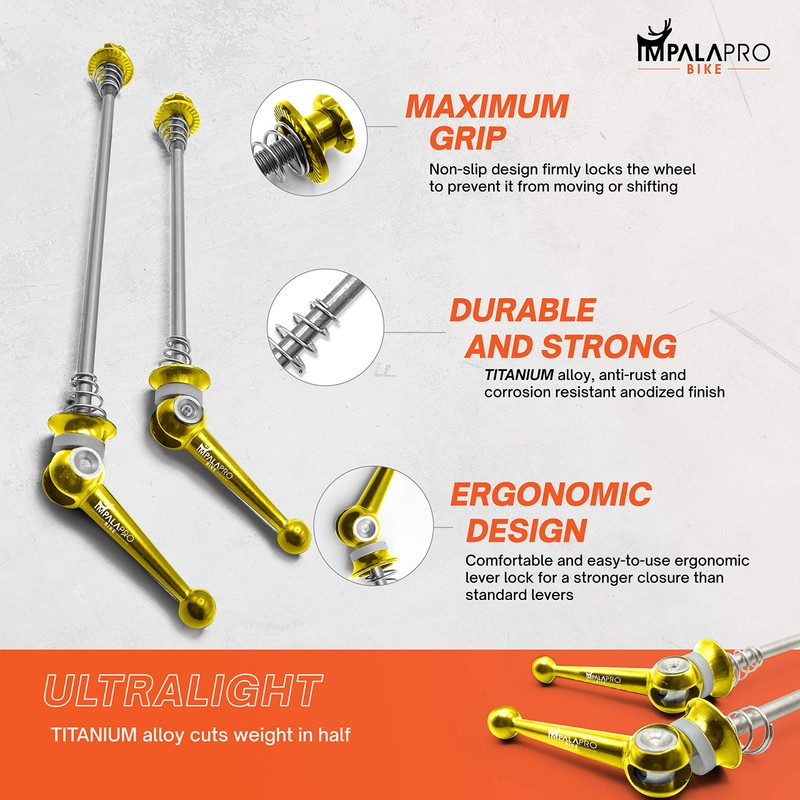 IMPALAPRO Bike Ultralight Titanium Bicycle Quick Release Set - Quick