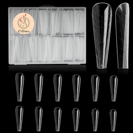 C12rtive 140 Pieces Dual Nail Shapes, Inverted Extension, Poly Nail Gel Nail Shapes, Full Coverage, Reusable Nail Shapes, 14 Sizes