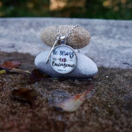 epiphaneia Women's Be Strong & Courageous Joshua 1:9 Christian Pendant Necklace. Gift for Mom on Mother's Day, Christmas, Birthday, Religious Bible Necklaces. Statement of Faith.