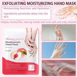 JunKuJK 6PCS Hand Masks,Hydrating Hand Masks Moisturizing Gloves Overnight for Dry Cracked Hands,Daily Hand Care Hand Masks Gift Set for Women and Men E