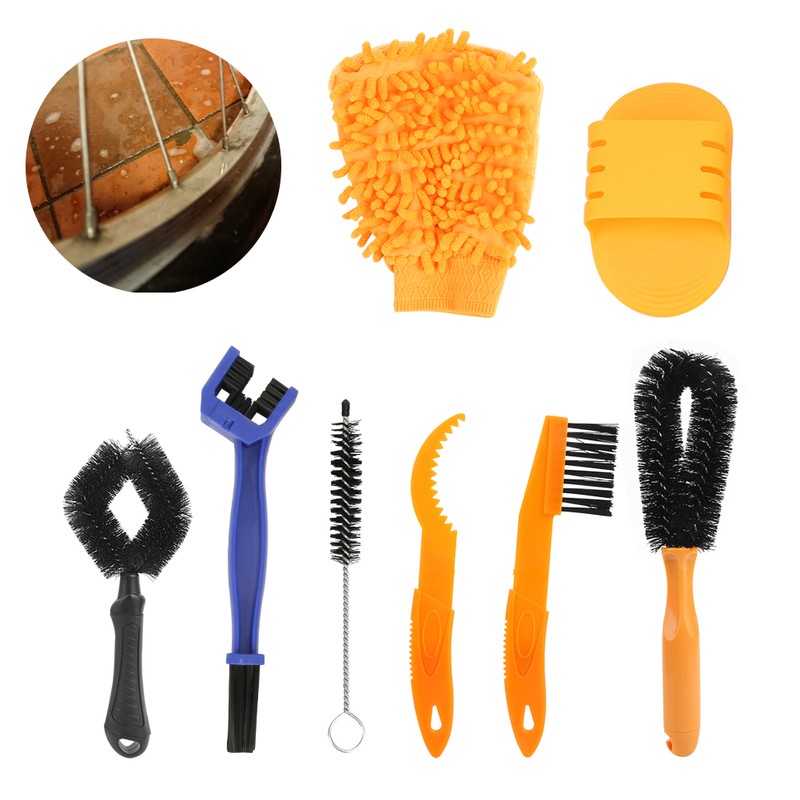 8pcs Bicycle Cleaning Tool Set Kit Bike Chain Tire Cleaning