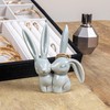 Creative Co-Op Decorative Ceramic Bunny Rabbit Figurine, Gray Ring Holder,