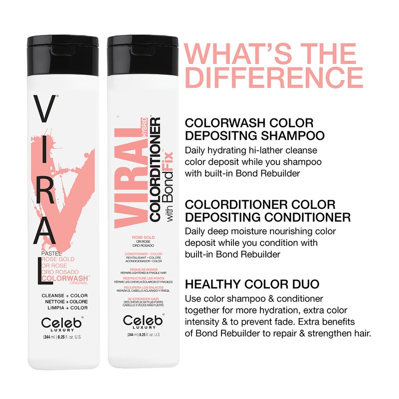 Celeb Luxury Viral colour conditioner, pastel rose gold, 244 ml