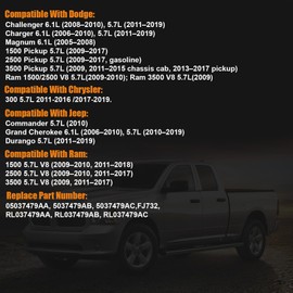 2005-2019 Fuel Injector Fit for Dodge Charger/Durango 09-19, for RAM 1500 2500 3500 11-18, for Chrysler 300 05-18, for Jeep Commander 09-10, Grand Cherokee 06-10, 5.7L 6.1L, Replace 05037479AA