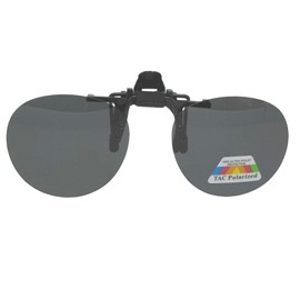 Round Polarized Flip-up Clip-on Sunglasses (Black Frame-Polarized Gray Lenses, 52mm Width x 47mm Height)