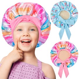 2 PCS Kids Bonnets for Girls, Satin Silk Bonnet for Kids Toddler Bonnet for Sleeping Cap with Wide Elastic Tie Band Hair Bonnet for Girls Kids Unicorn