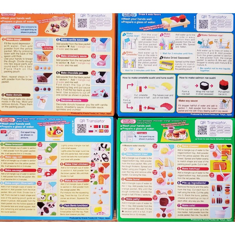 Kracie Popin Cookin DIY Candy Kit 4 Pack Tanoshii Hamburger,Donu