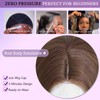 Brown Highlight Lace Front Wig 24 Inch Long Wavy Synthetic