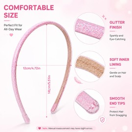 6 Pack Thin Glitter Headbands for Girls, Sparkly Sequin Toddler Headbands for Women, Non-Slip Soft Hair Accessories
