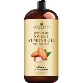 Handcraft Blends Sweet Almond Oil - 28 Fl Oz - 100% Pure and Natural - Premium Grade Carrier Oil for Skin and Hair - Hair and Body - Massage - Hexane-Free