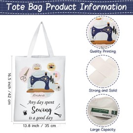 2 Pcs Sewing Gifts for Quilters Sewing Canvas Bag and Cosmetic Bag Tote Seamstress Gifts, Birthday Mother's Day Gift for Women Mom Grandma