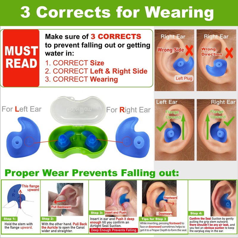 WaterDam Swimming Ear Plugs Waterproof Ultra Comfortable Prevent Swimming Earplugs