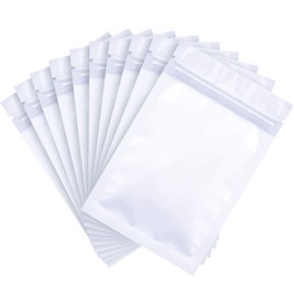 Blulu 100 Pieces Resealable Smell Foil Proof Bag Foil Pouch Flat Bag for Party Favor Food Storage(4 x 6 Inch,White)