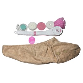 Nixispa Exfoliating Brush Spa Kit – Exfoliating Electric Back Brush for Shower, Soft Microfiber Quick Drying Shower Towel Cap, Soft Exfoliating Silicone Face Massage Scrubber. Home Spa Gift Set.