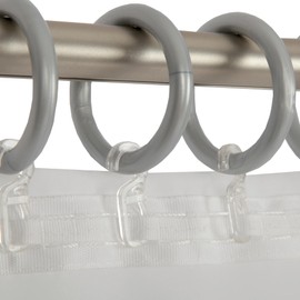 Bestlivings Curtain Rings Silver Diameter 40 mm (Inner Diameter) for Curtain Poles up to 28 mm with Folding Hooks for Curtains and Curtains Pack of 50