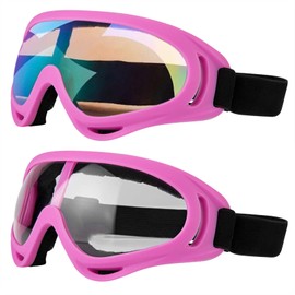 LJDJ Motorcycle Goggles - Glasses Set of 2 - Dirt Bike ATV Motocross Anti-UV Adjustable Riding Offroad Protective Combat Tactical Military Goggles for Men Women Kids Youth Adult