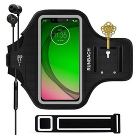 RUNBACH Sweatproof Running Armband for Motorola One Fusion/Edge Series/E7 Power/E7 Plus/G Stylus/G Power/G Play/G9 Play/G9 Plus/G9 Stylus/G30/G10(Black)