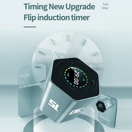 Portable Cube Timer Gravity Sensor Rotating Timer Count Up/Down Function Clock  3/5/10/15/30 Minutes and Custom with LED Screen Vibrate and Sound Alarm Silent Operation for Kids Kitchen Time Management Tool for Test Exercise Game Teaching Learning Cookin