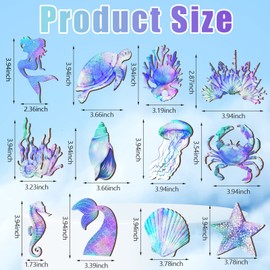 FairySandy 36 Pcs Mermaid Ornaments Mermaid Wood Hanging Ornaments Decorations Ocean Sea Animal Ornaments Mermaid Jellyfish Starfish Turtle Ornaments for Mermaid Party Birthday Decorations