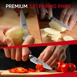 Zennish Paring Knife, 3.5 Inch Small Kitchen Knife, Japanese AUS-10 Steel Core & 67 Layers of Damascus Cladding, Full Tang G10 Handle with Premium Gift Box