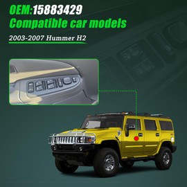 KUTTOLE 15883429 Master Control Switch Power Window Door Lock Switch for 2003 2004 2005 2006 2007 Hummer H2 Front Driver Side Master Power Window Switch and Door Lock with Folding Mirrors Control